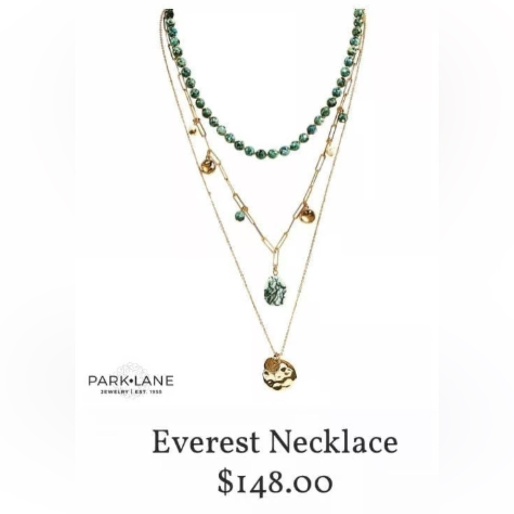 NWT Park Lane Everest Necklace Genuine Jade Convertible Layered